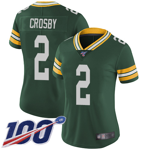 Green Bay Packers Limited Green Women #2 Crosby Mason Home Jersey Nike NFL 100th Season Vapor Untouchable->women nfl jersey->Women Jersey